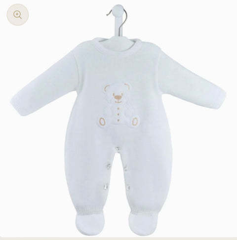 Dandelion Knitted White Teddy Babygrow