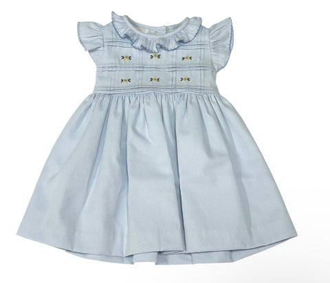 Pretty Originals Girls Blue Smocked Dress