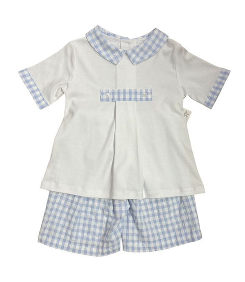 Blue Checked Tee Shirt Set