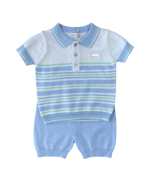 Blues Baby Knitted Blue & Mint Green Short Set