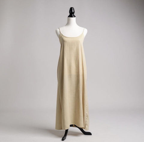 Ladies Cross Over Back Maxi Dress In Beige