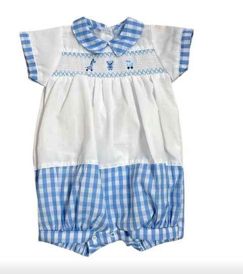 Baby Boys Blue Checked Romper