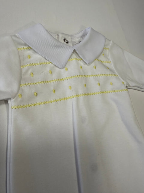 Baby Boys White & Lemon Baby Grow