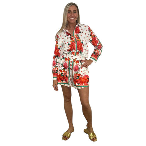 Ladies Floral Shirt & Short Set