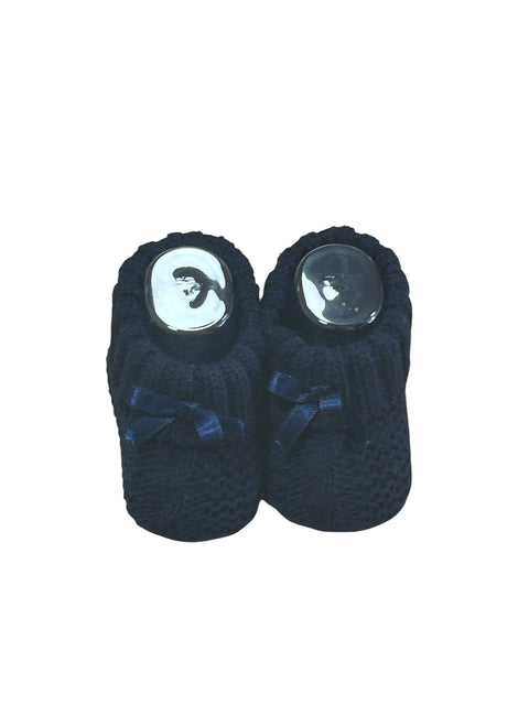 Navy Knit Bow Booties