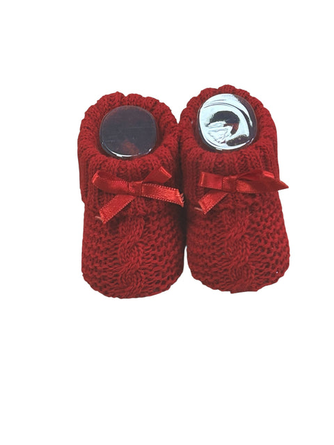 Red Knit Bow Booties
