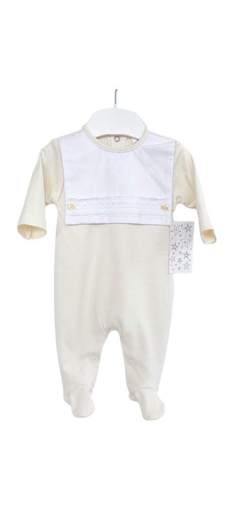 Baby Boys Lemon Babygrow With White Overlay