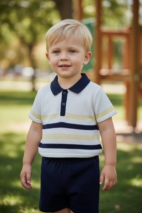 Baby Boys Knitted Short Set Blue