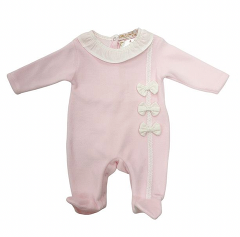 Baby Girls Pink Woven Baby Grow