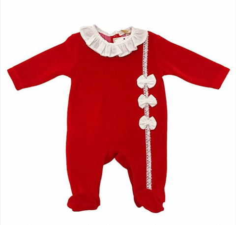 Baby Girls Red Woven Baby Grow