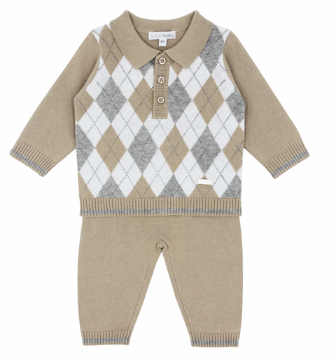 Blues Baby Knitted Argyle Set Tan