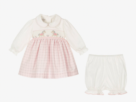 Pretty Originals Pink Smocked Dress Set