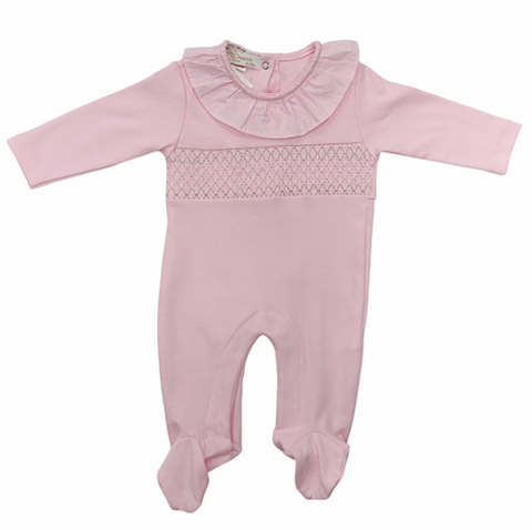 Baby Girls Pink Smocked Baby Grow