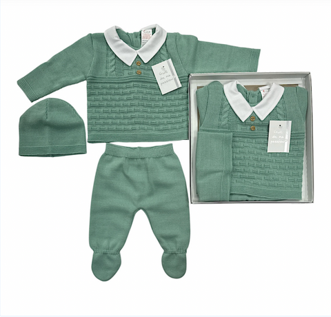 Baby Boys Sage Green Knitted Set