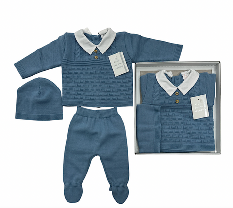 Baby Boys Steel Blue Knitted Set
