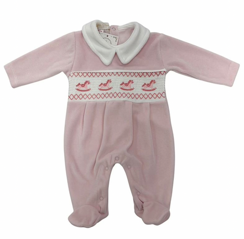Baby Girls Pink Rocking Horse Babygrow