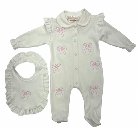 Baby Girls Pink Bow Babygrow