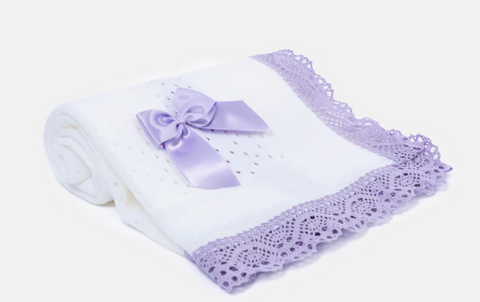Baby Blanket in Lilac and White