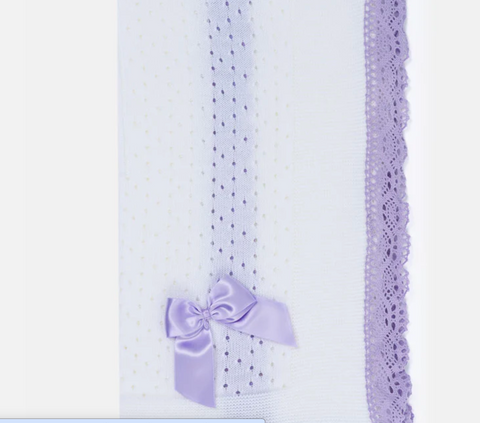 Baby Blanket in Lilac and White