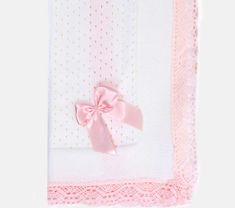 Baby Blanket in Pink and White