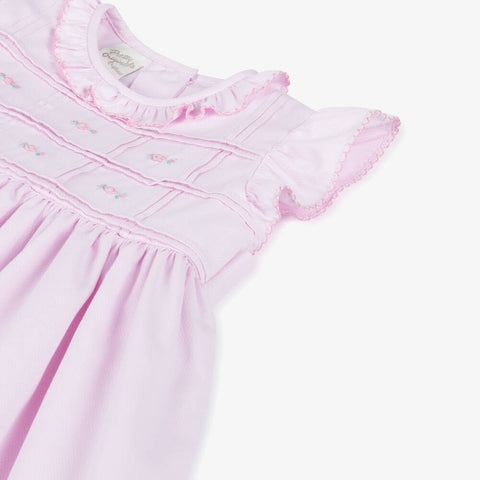 Pretty Originals Girls Pink Smocked Dress